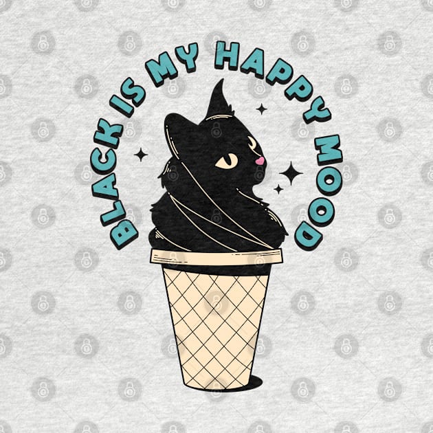 Ice Cream Black Cat in pink by The Charcoal Cat Co.